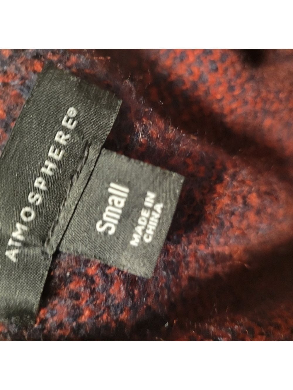 Atmosphere Rust Red & Black Plaid Open-Front Cardigan Small Alpine Western - Picture 5 of 5